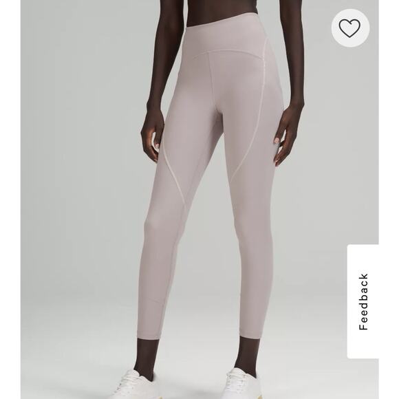 Lululemon Power Thru High Rise Leggings In Seam Color Mauve Gray 12 Pockets 25" - Picture 1 of 9